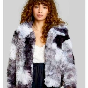BURNING MAN FURRY COAT JACKET TIE-DYE